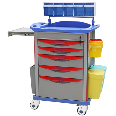 MN-AC003 Hot Sale Hospital Anesthesia Drug ABS Trolley Medical  With Five Layers Drawers