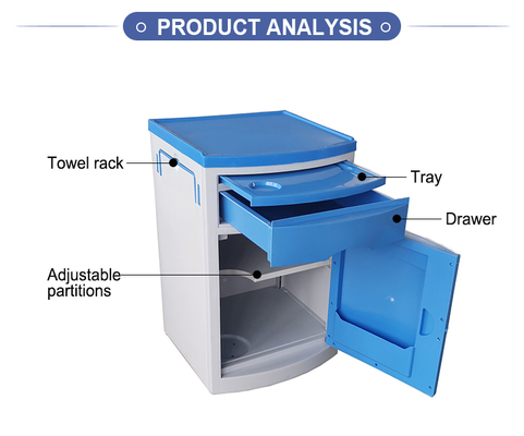 MN-BL001 ABS Plastic  Hospital Patient Bedside Cabinet  With Drawers