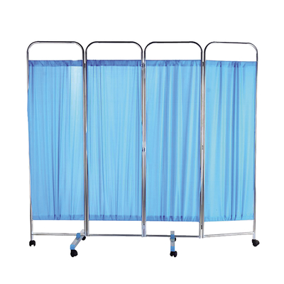 MN-PF001 4-Panel Foldable Hospital Bed Side Screen Stainless Steel Movable Screen