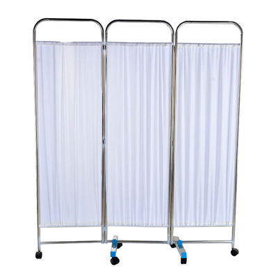 MN-PF001 4-Panel Foldable Hospital Bed Side Screen Stainless Steel Movable Screen