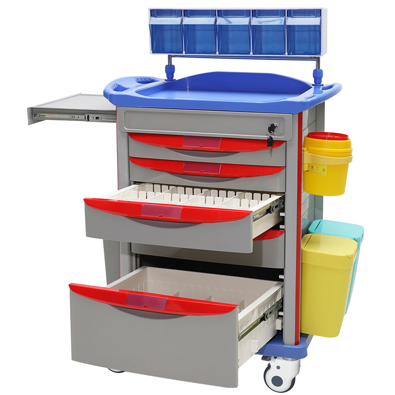 MN-AC003 Hot Sale Hospital Anesthesia Drug ABS Trolley Medical  With Five Layers Drawers