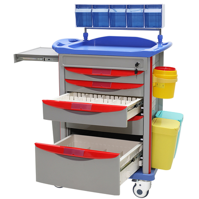 MN-AC003 Hot Sale Hospital Anesthesia Drug ABS Trolley Medical  With Five Layers Drawers
